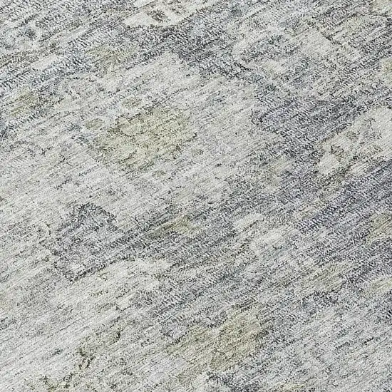 8' Gray Beige And Charcoal Round Oriental Washable Indoor Outdoor Area Rug Photo 8