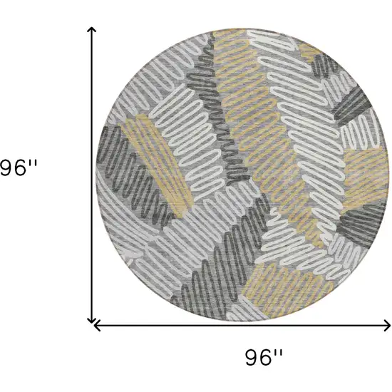 8' Gray Beige And Ivory Round Floral Washable Indoor Outdoor Area Rug Photo 3