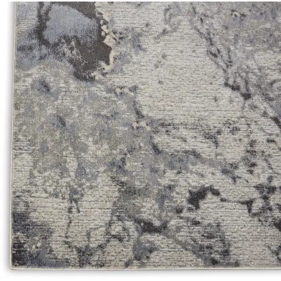 8' Gray Beige and Ivory Abstract Non Skid Runner Rug Photo 7