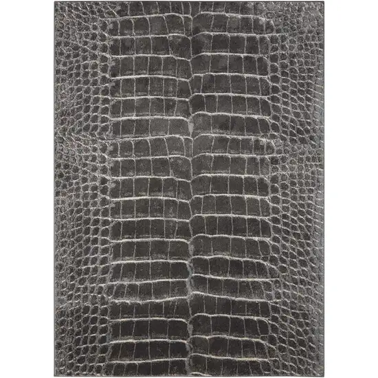 8' Gray Beige and Ivory Abstract Non Skid Runner Rug Photo 1