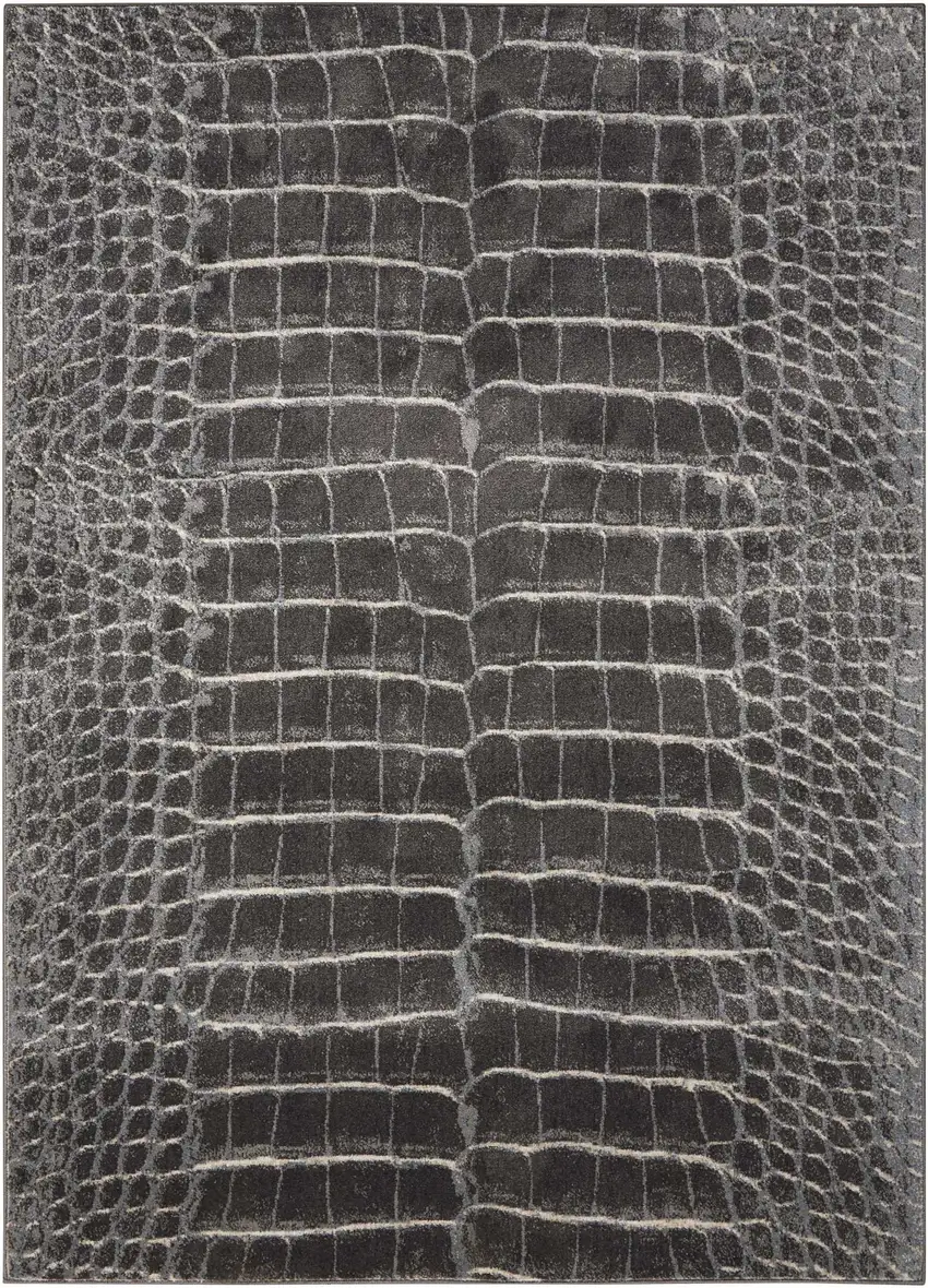 8' Gray Beige and Ivory Abstract Non Skid Runner Rug Photo 1