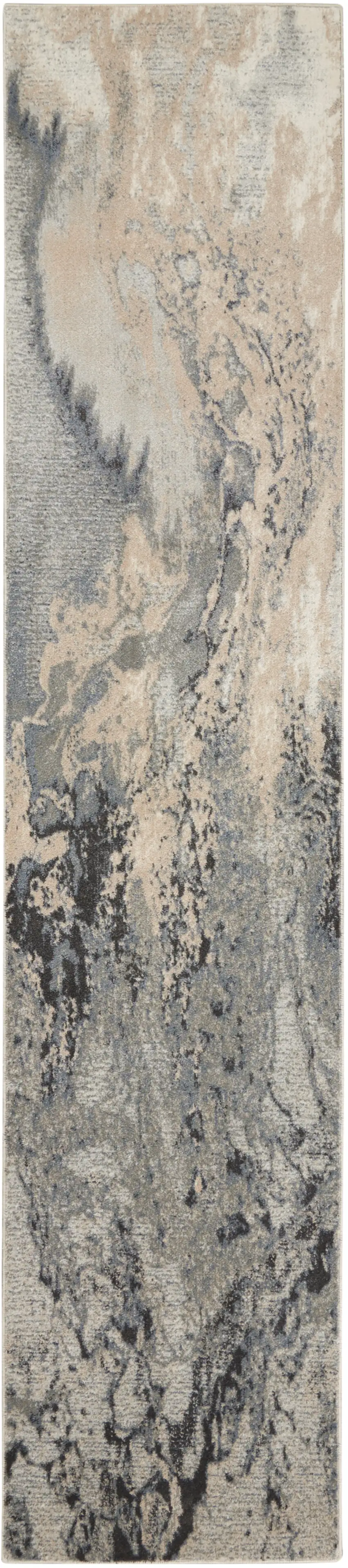 10' Gray Beige and Ivory Abstract Non Skid Runner Rug Photo 5