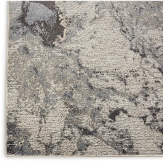 10' Gray Beige and Ivory Abstract Non Skid Runner Rug Photo 6
