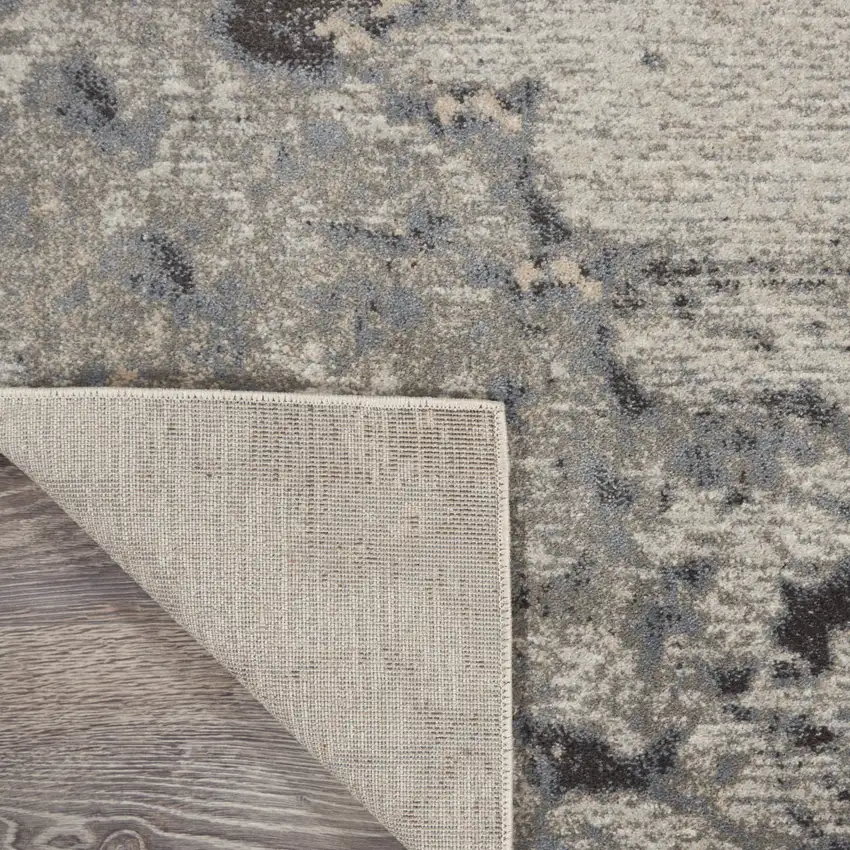 12' Gray Beige and Ivory Abstract Non Skid Runner Rug Photo 8
