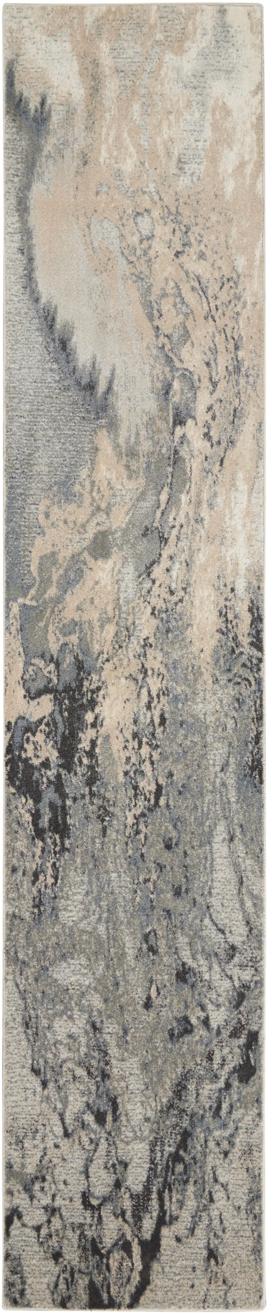 12' Gray Beige and Ivory Abstract Non Skid Runner Rug Photo 6