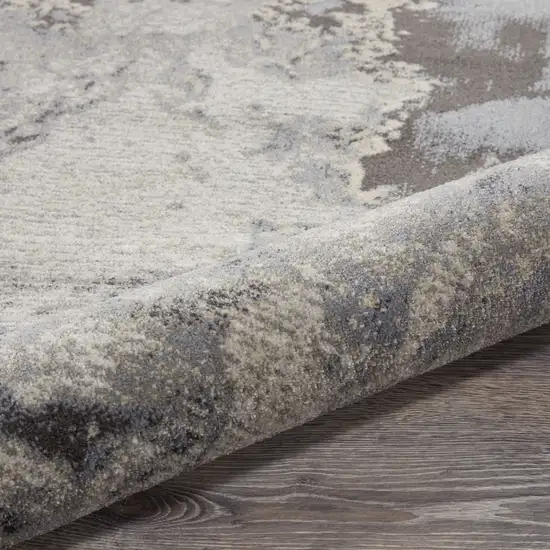 12' Gray Beige and Ivory Abstract Non Skid Runner Rug Photo 9