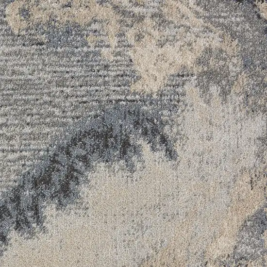 12' Gray Beige and Ivory Abstract Non Skid Runner Rug Photo 1