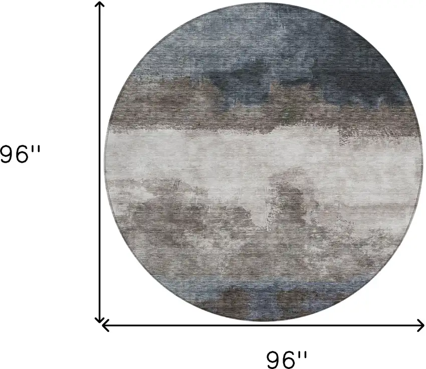 8' Gray Black And Brown Round Abstract Washable Indoor Outdoor Area Rug Photo 9