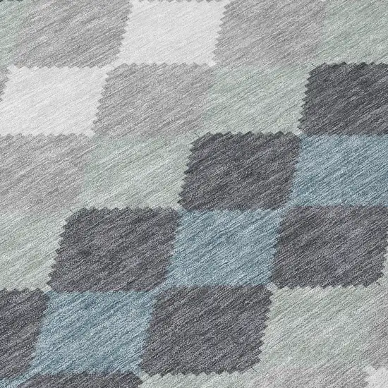 8' Gray Black And Green Round Geometric Washable Indoor Outdoor Area Rug Photo 8