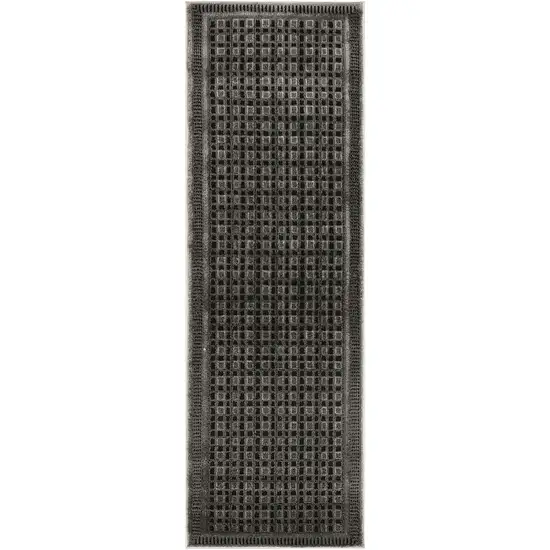 6' Gray Black And Taupe Geometric Runner Rug Photo 6