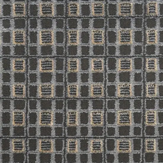 6' Gray Black And Taupe Geometric Runner Rug Photo 2