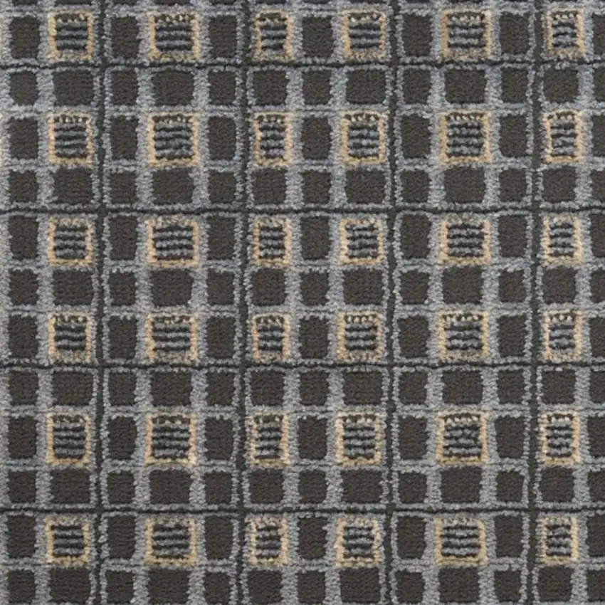 6' Gray Black And Taupe Geometric Runner Rug Photo 2