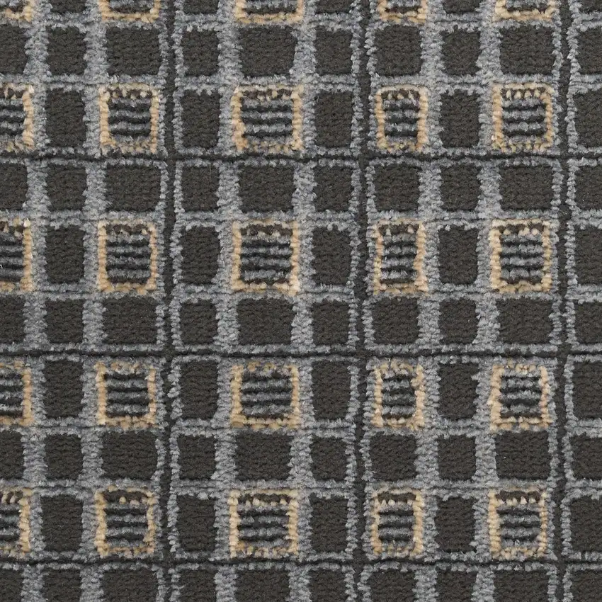 6' Gray Black And Taupe Geometric Runner Rug Photo 9