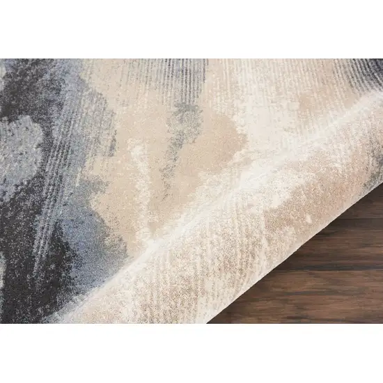 5' Gray Black and Beige Abstract Non Skid Round Rug Photo 8