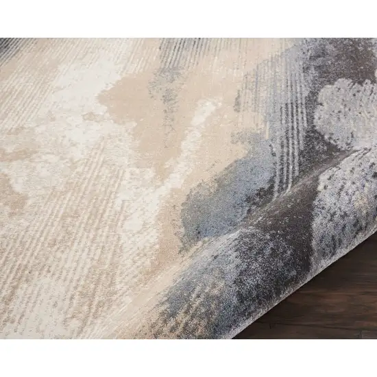 8' Gray Black and Beige Abstract Non Skid Round Rug Photo 8