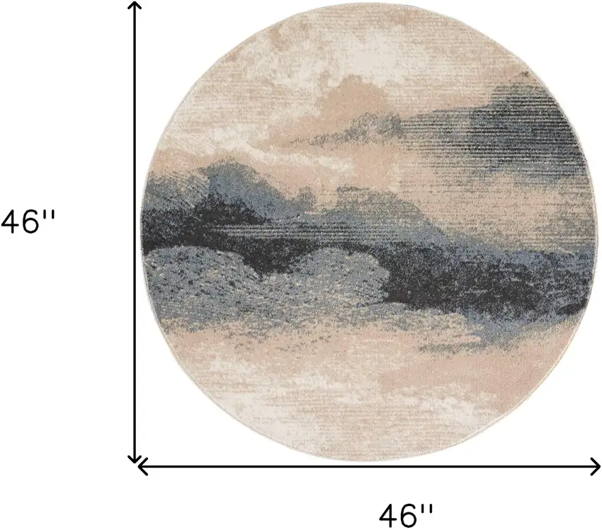 4' Gray Black and Beige Abstract Round Rug Photo 3