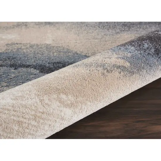 4' Gray Black and Beige Abstract Round Rug Photo 4