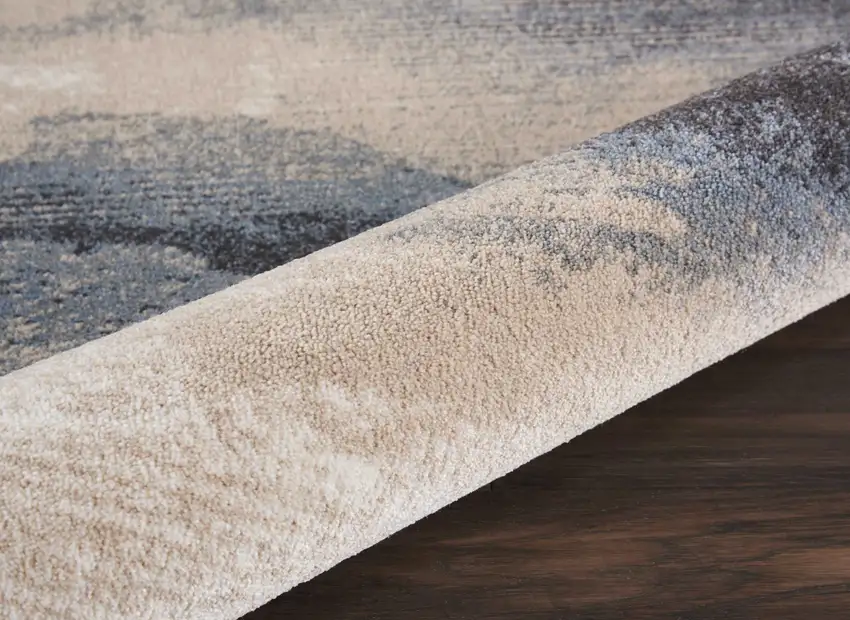 4' Gray Black and Beige Abstract Round Rug Photo 4