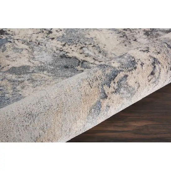 4' Gray Black and Ivory Abstract Round Rug Photo 8