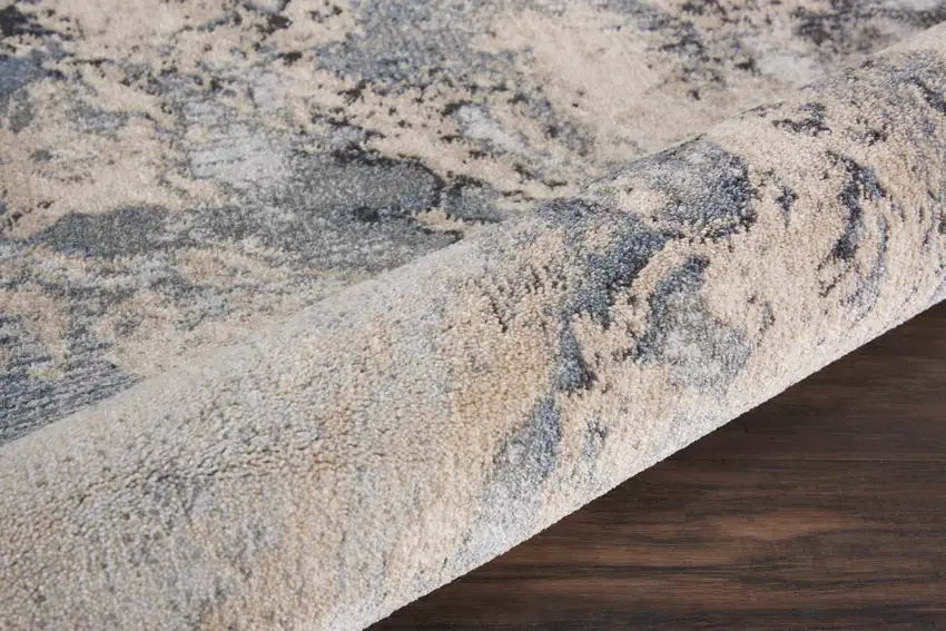 4' Gray Black and Ivory Abstract Round Rug Photo 8