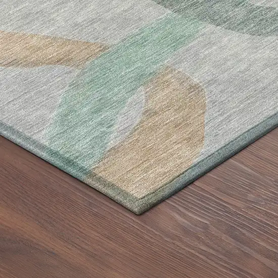 8' Gray Blue And Copper Round Abstract Washable Indoor Outdoor Area Rug Photo 9