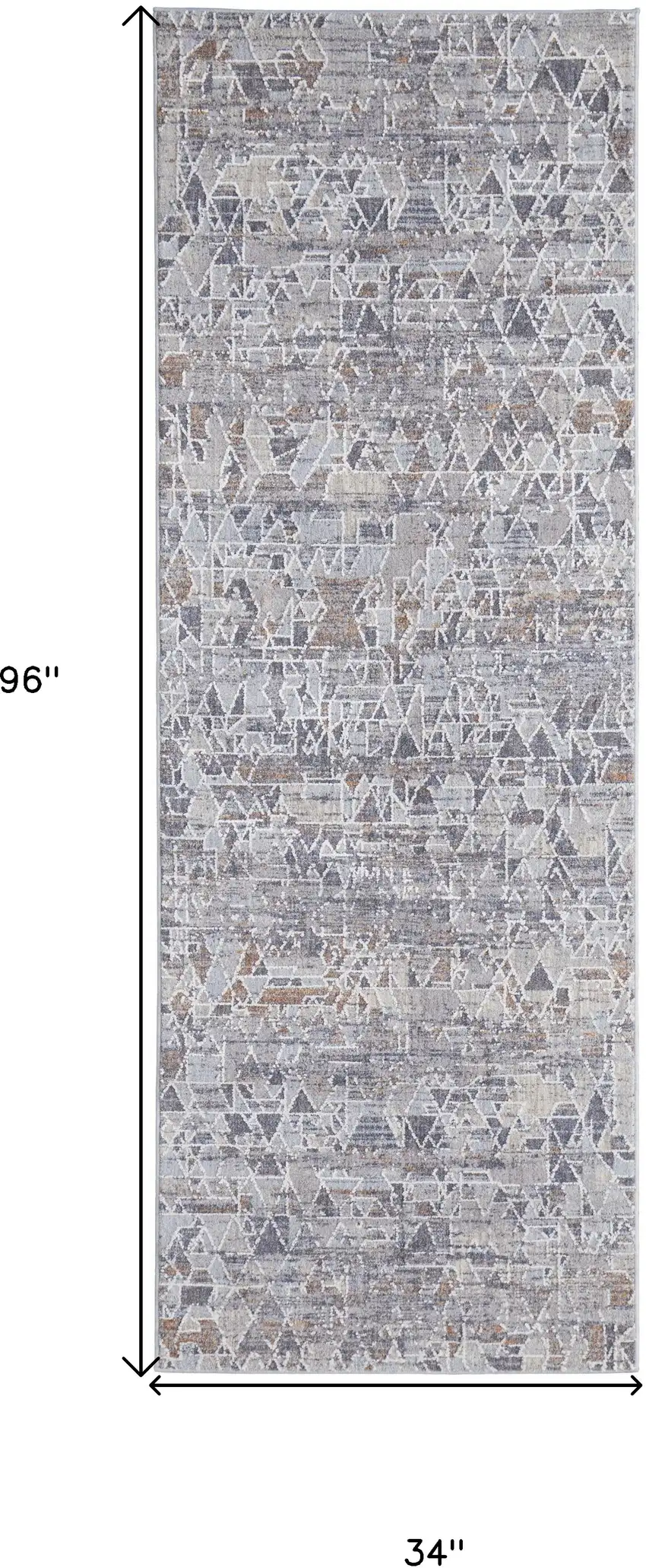 8' Gray Blue And Orange Abstract Power Loom Distressed Stain Resistant Runner Rug Photo 7