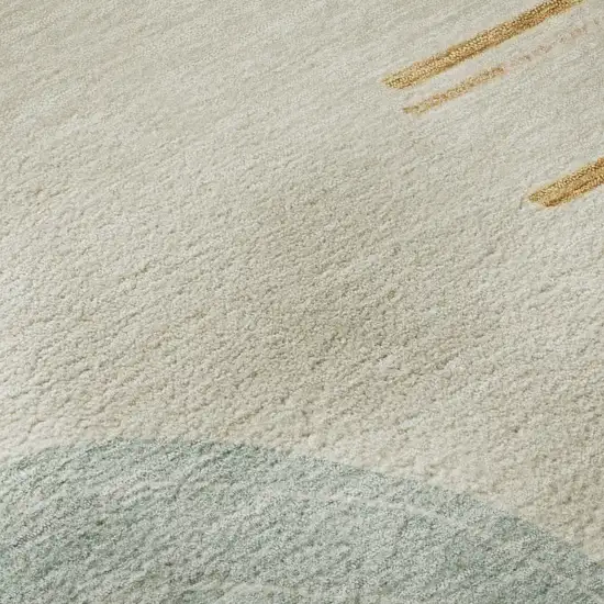 8' Gray Blue And Orange Geometric Washable Round Rug With UV Protection Photo 7