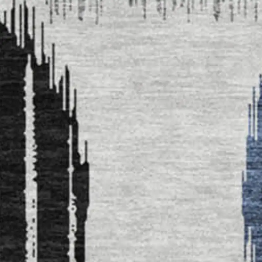 8' Gray Blue And Silver Geometric Washable Round Rug With UV Protection Photo 3