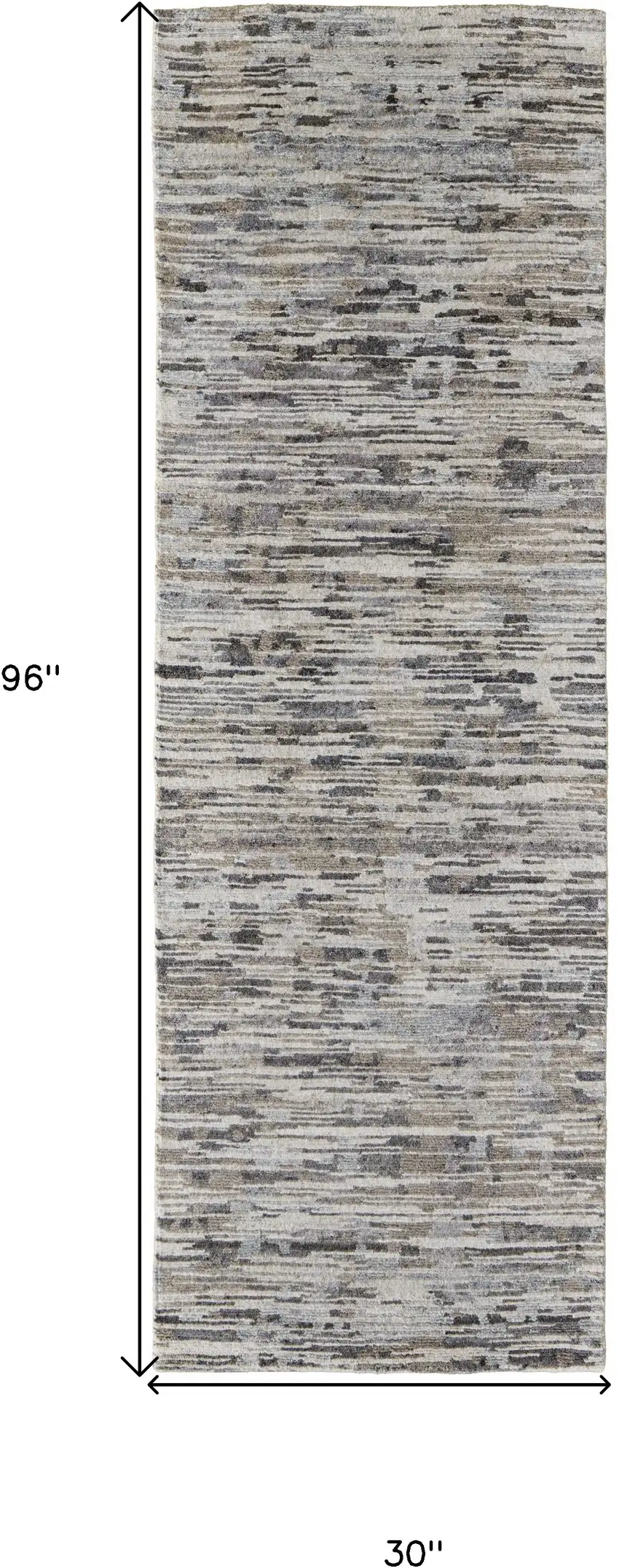 8' Gray Blue And Silver Wool Abstract Hand Knotted Runner Rug Photo 6
