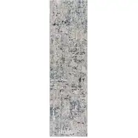 Photo of 8' Gray Blue Taupe And Cream Abstract Distressed Runner Rug