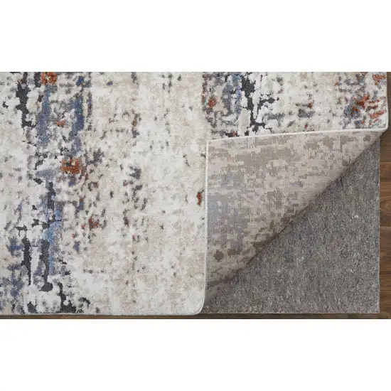 8' Gray Blue and Ivory Abstract Power Loom Runner Rug Photo 5