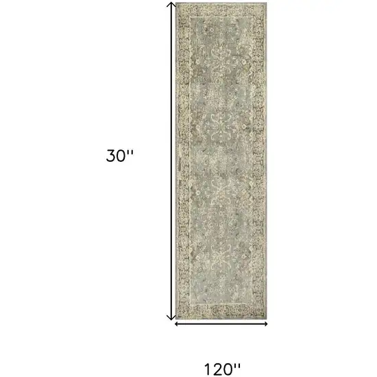 10' Gray Brown And Beige New Zealand Lambs Wool Oriental Hand Carved Handmade Area Rug Photo 6