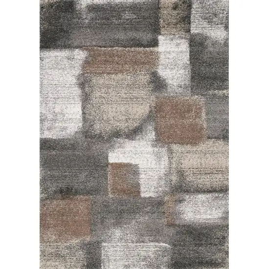 8' Gray Brown And Ivory Abstract Runner Rug Photo 2