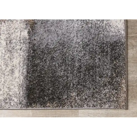 8' Gray Brown And Ivory Abstract Runner Rug Photo 8