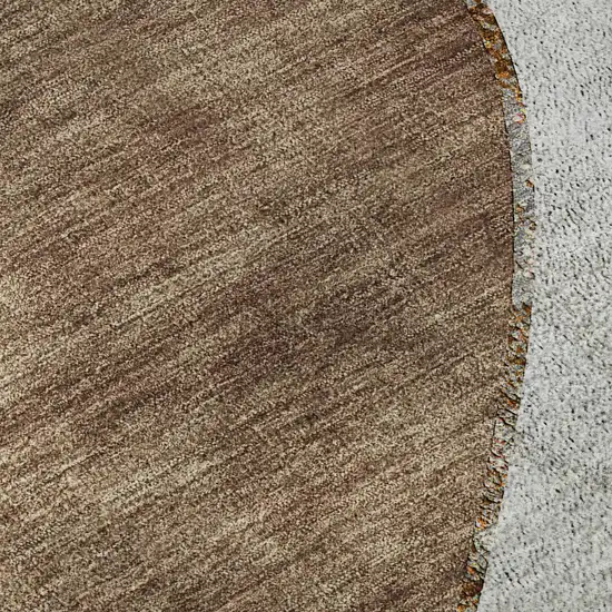 8' Gray Brown And Ivory Abstract Washable Round Rug With UV Protection Photo 7