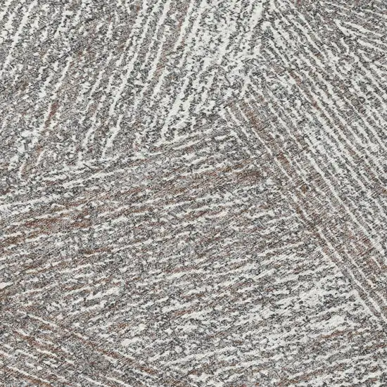 8' Gray Brown And Ivory Round Abstract Washable Indoor Outdoor Area Rug Photo 8