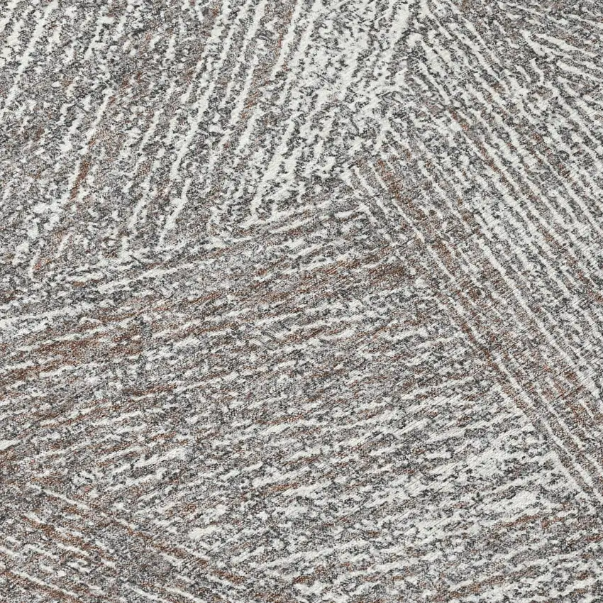 8' Gray Brown And Ivory Round Abstract Washable Indoor Outdoor Area Rug Photo 8