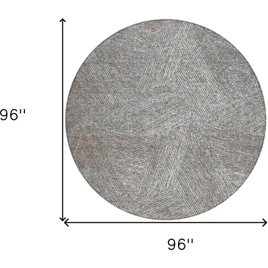 8' Gray Brown And Ivory Round Abstract Washable Indoor Outdoor Area Rug Photo 3