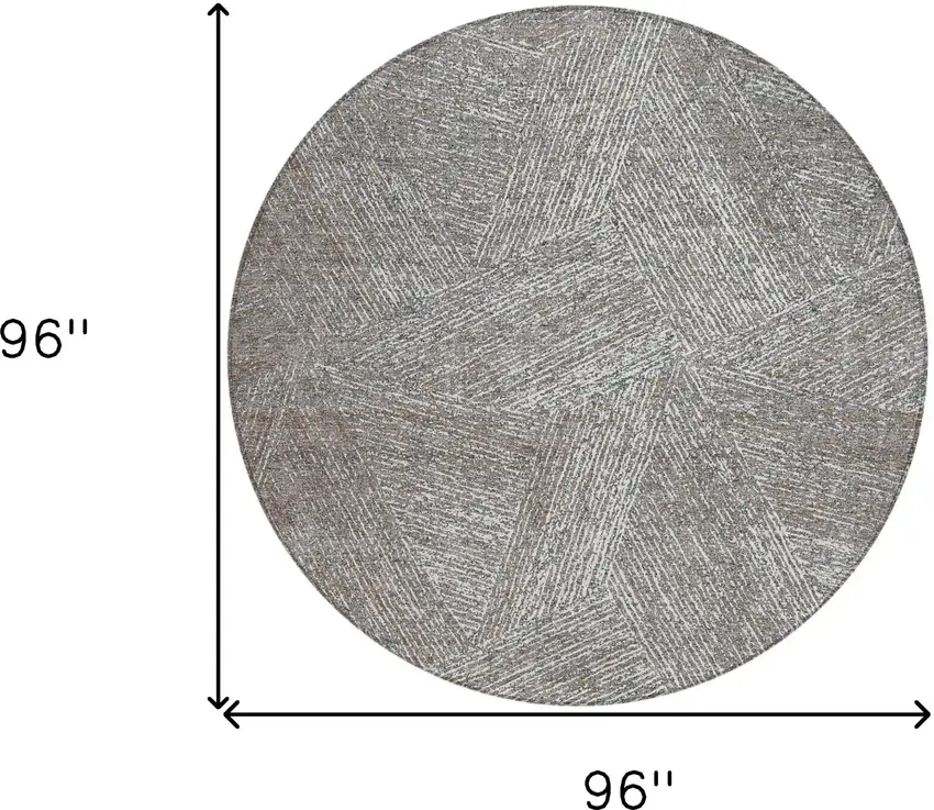 8' Gray Brown And Ivory Round Abstract Washable Indoor Outdoor Area Rug Photo 3