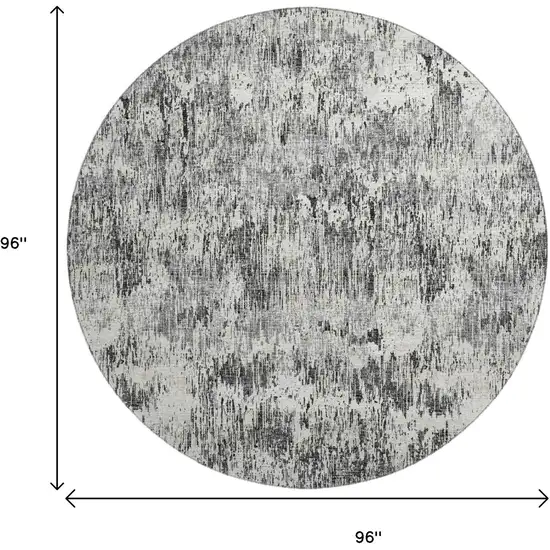 8' Gray Brown And Ivory Round Abstract Washable Indoor Outdoor Area Rug Photo 3