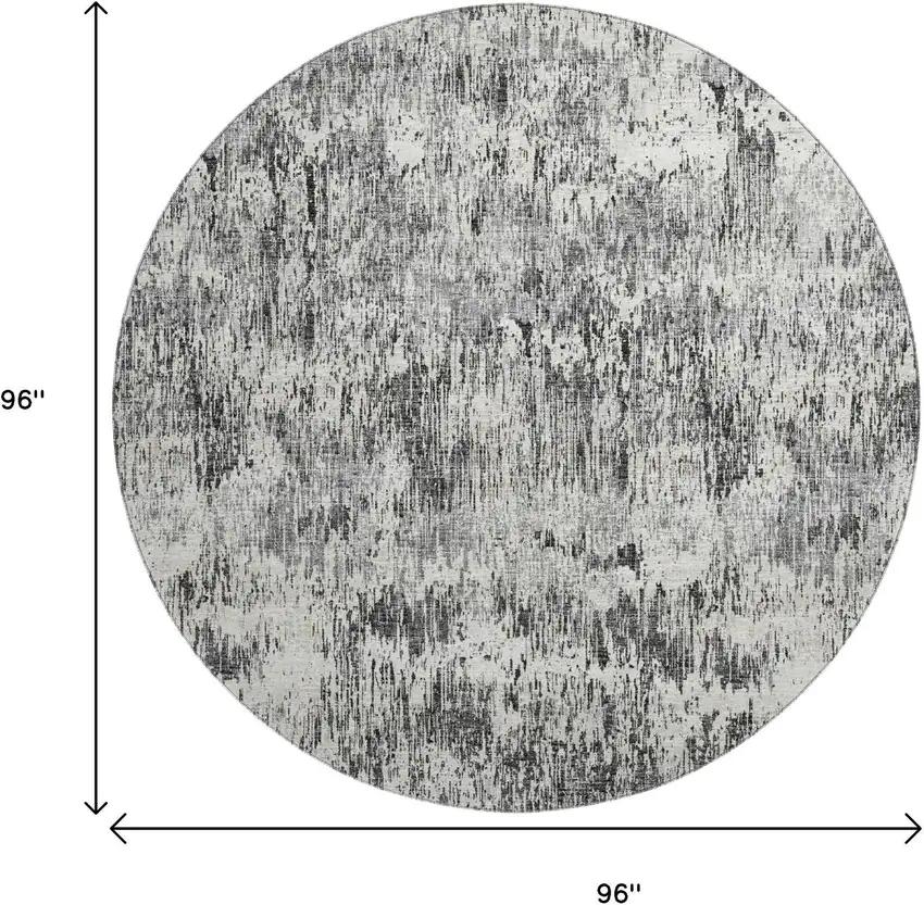 8' Gray Brown And Ivory Round Abstract Washable Indoor Outdoor Area Rug Photo 3