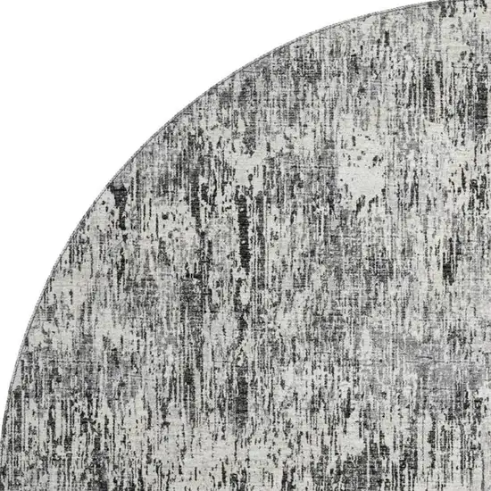 8' Gray Brown And Ivory Round Abstract Washable Indoor Outdoor Area Rug Photo 5