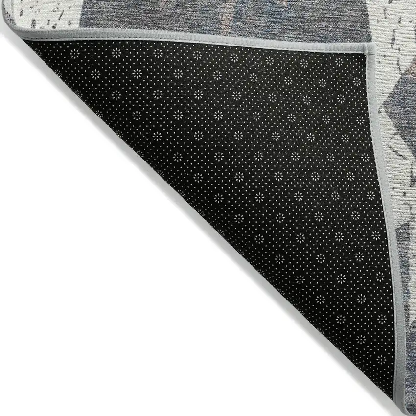 8' Gray Brown And Ivory Round Aztec Washable Indoor Outdoor Area Rug Photo 7