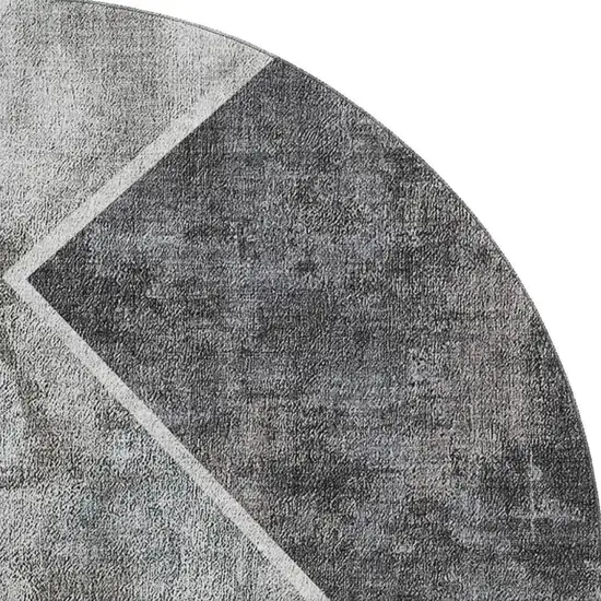 8' Gray Brown And Silver Geometric Washable Round Rug With UV Protection Photo 4