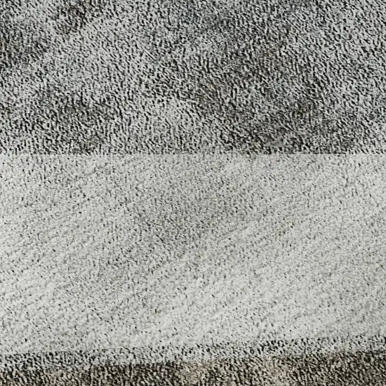 8' Gray Brown And Silver Geometric Washable Round Rug With UV Protection Photo 9