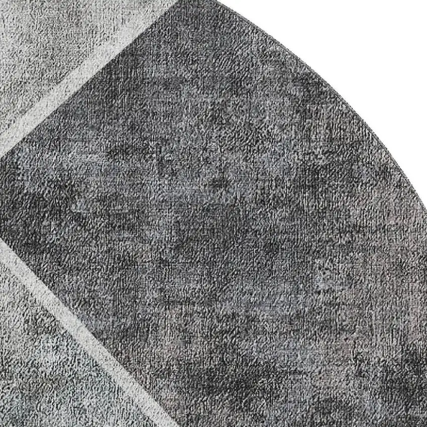 8' Gray Brown And Silver Geometric Washable Round Rug With UV Protection Photo 3