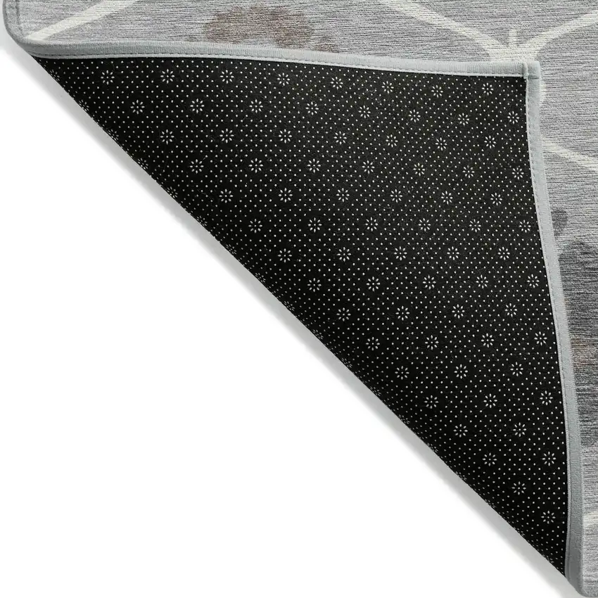 8' Gray Charcoal And Brown Round Medallion Washable Indoor Outdoor Area Rug Photo 4