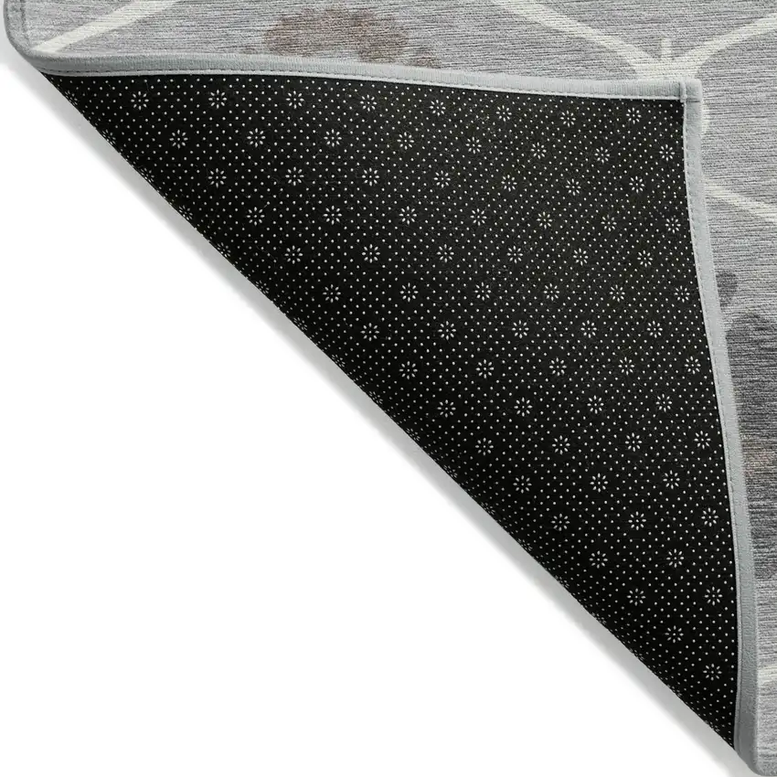 8' Gray Charcoal And Brown Round Medallion Washable Indoor Outdoor Area Rug Photo 4