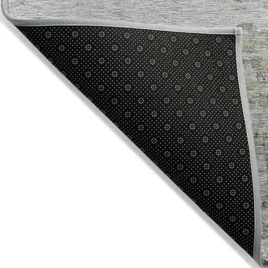 8' Gray Charcoal And Gold Round Abstract Washable Indoor Outdoor Area Rug Photo 3