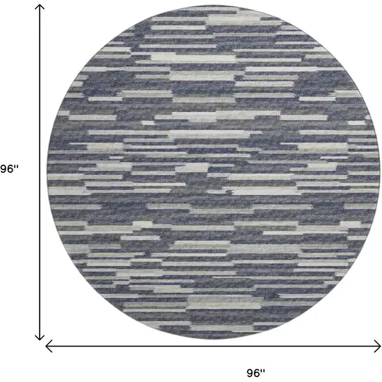 8' Gray Charcoal And Ivory Abstract Washable Round Rug With UV Protection Photo 3